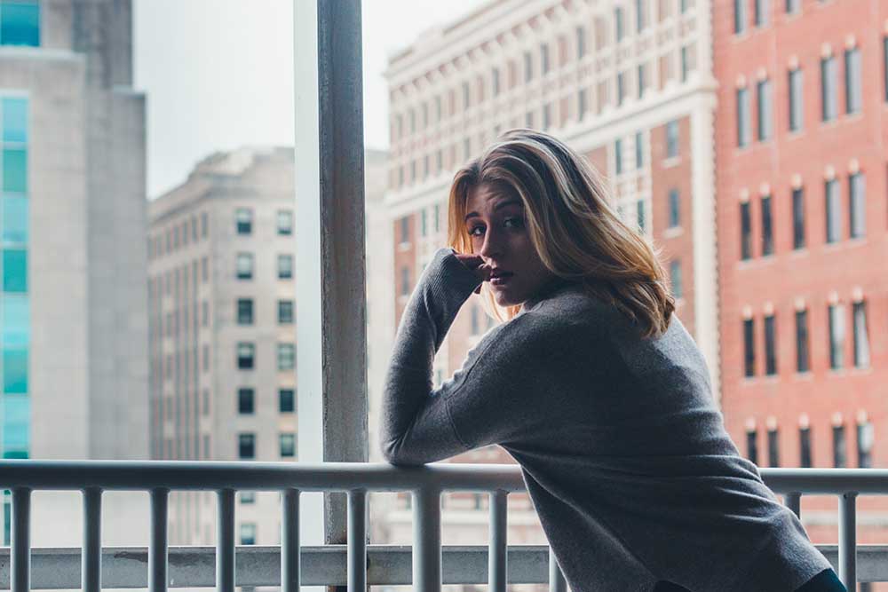 Female fashion model in the winter