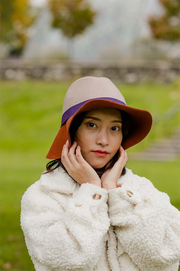 Autumn Leaves Girl holding Hat