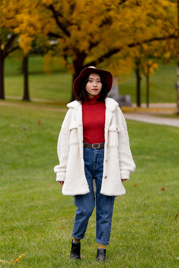 Women in Teddy Coat Fall Photoshoot | Petite Model