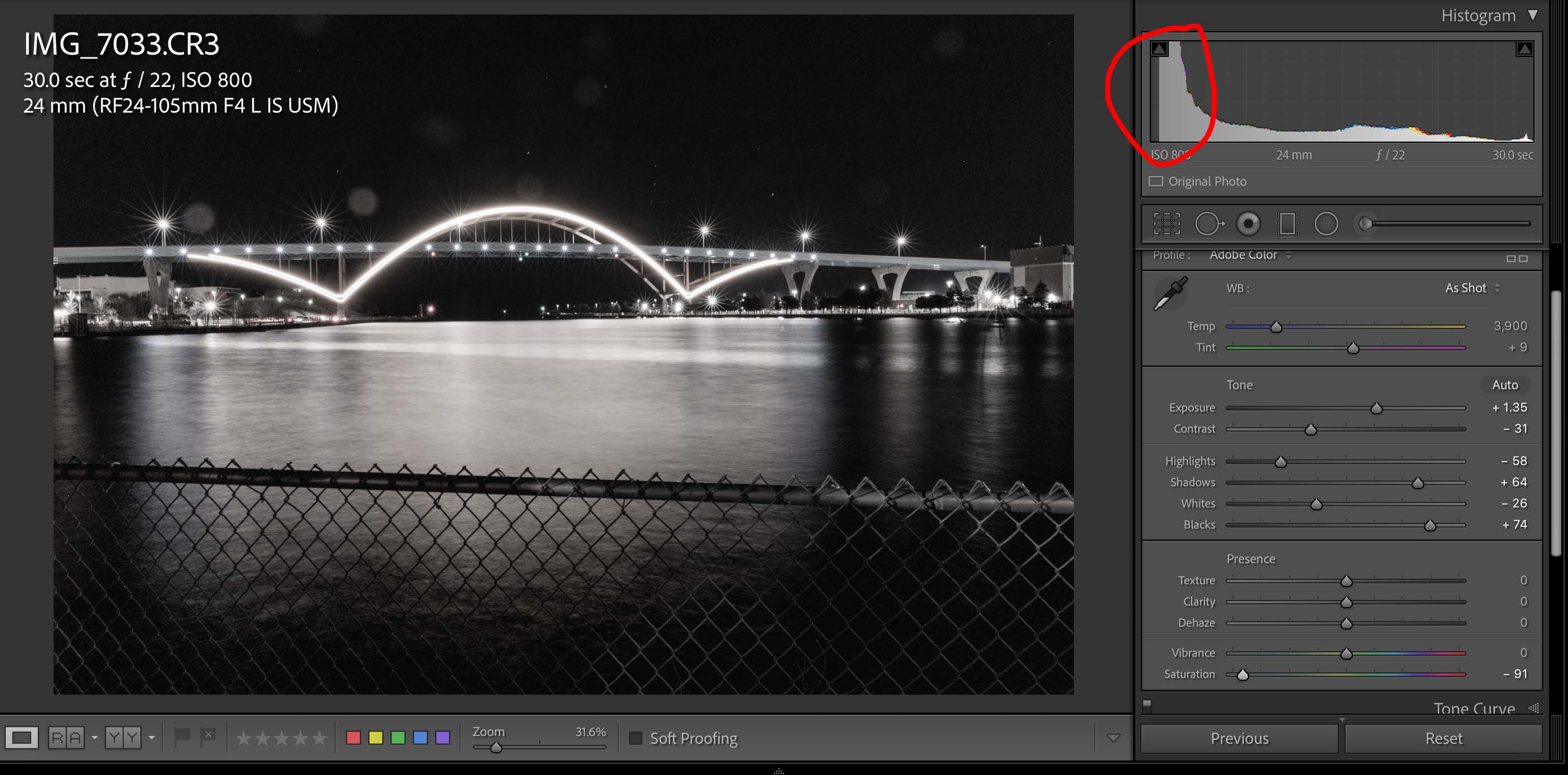 Light the Hoan, lightroom editing