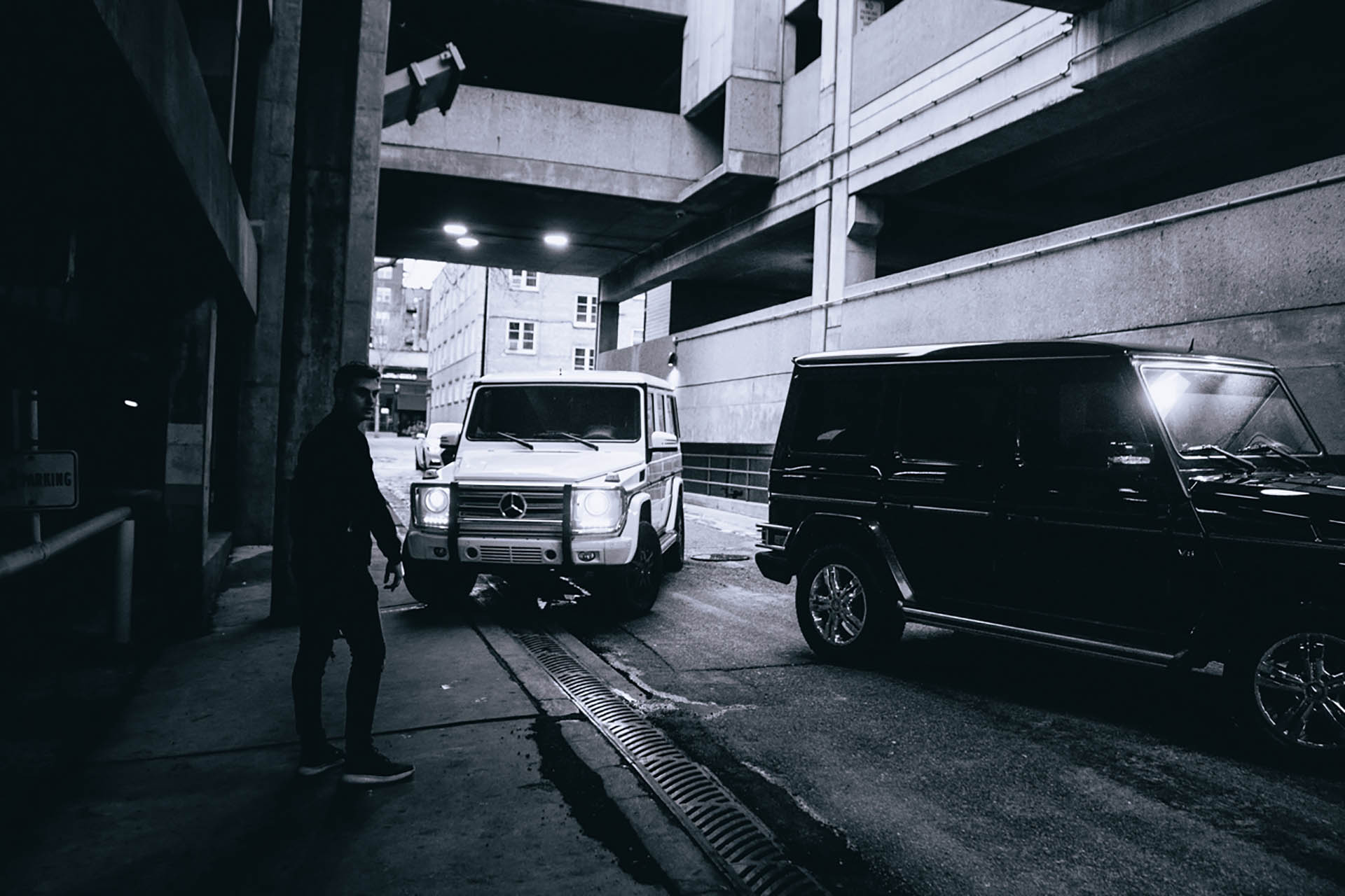 G Wagon in metropolitan setting.