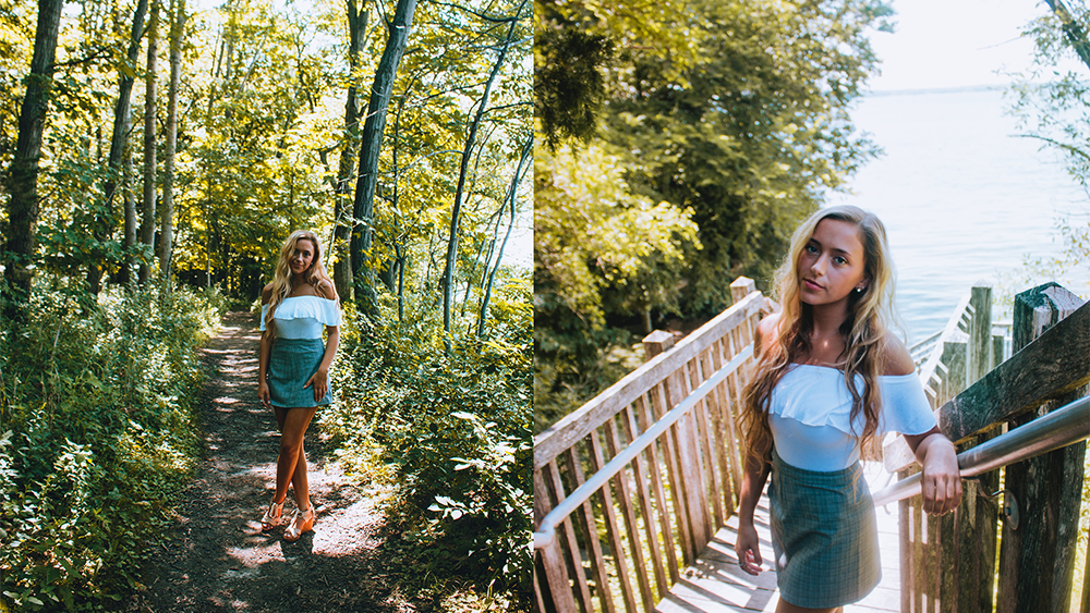 Posing in front of wooden stairs, model outside, model photoshoot, photoshoot outdoors, photoshoot at noon